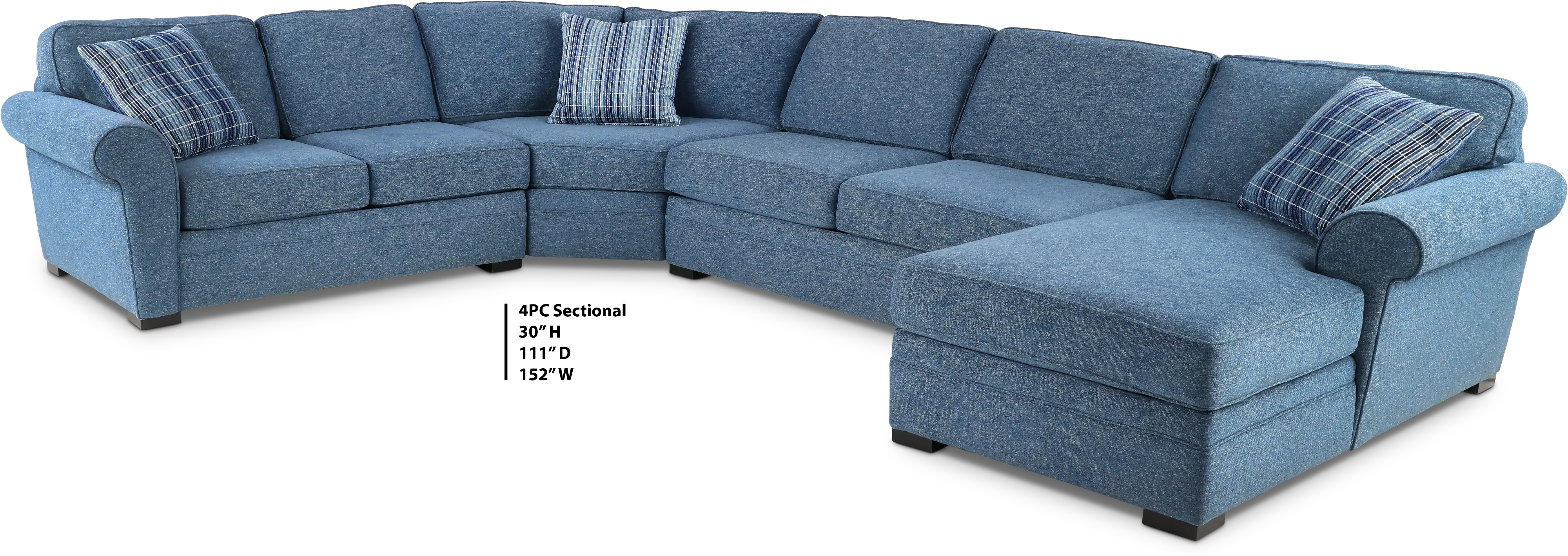 Orion Blue 4 Piece Curved Sectional