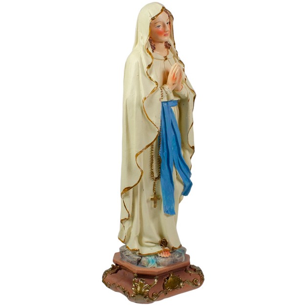 Our Lady Of Lourdes White And Blue Polyresin Tabletop Figurine