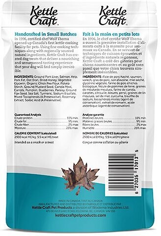 Kettle Craft Soft Bite Wild Salmon and Sea Kelp Recipe Dog Treats， 6-oz bag