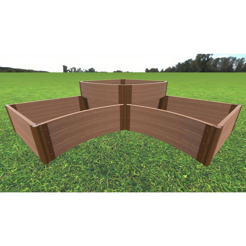 Frame It All 8 ft. x 8 ft. x 27.5 in. Classic Sienna Composite 'Teardrop' - Curved Corner Raised Garden Bed (2-Tier) - 2 in. Profile 800003009