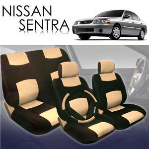 For 2010 201 2012 2013 2014 2015 2016 2017 2018 2019 2020  Nissan Sentra Car Seat Cover Synthetic Leather Set Black and Tan Universal Size