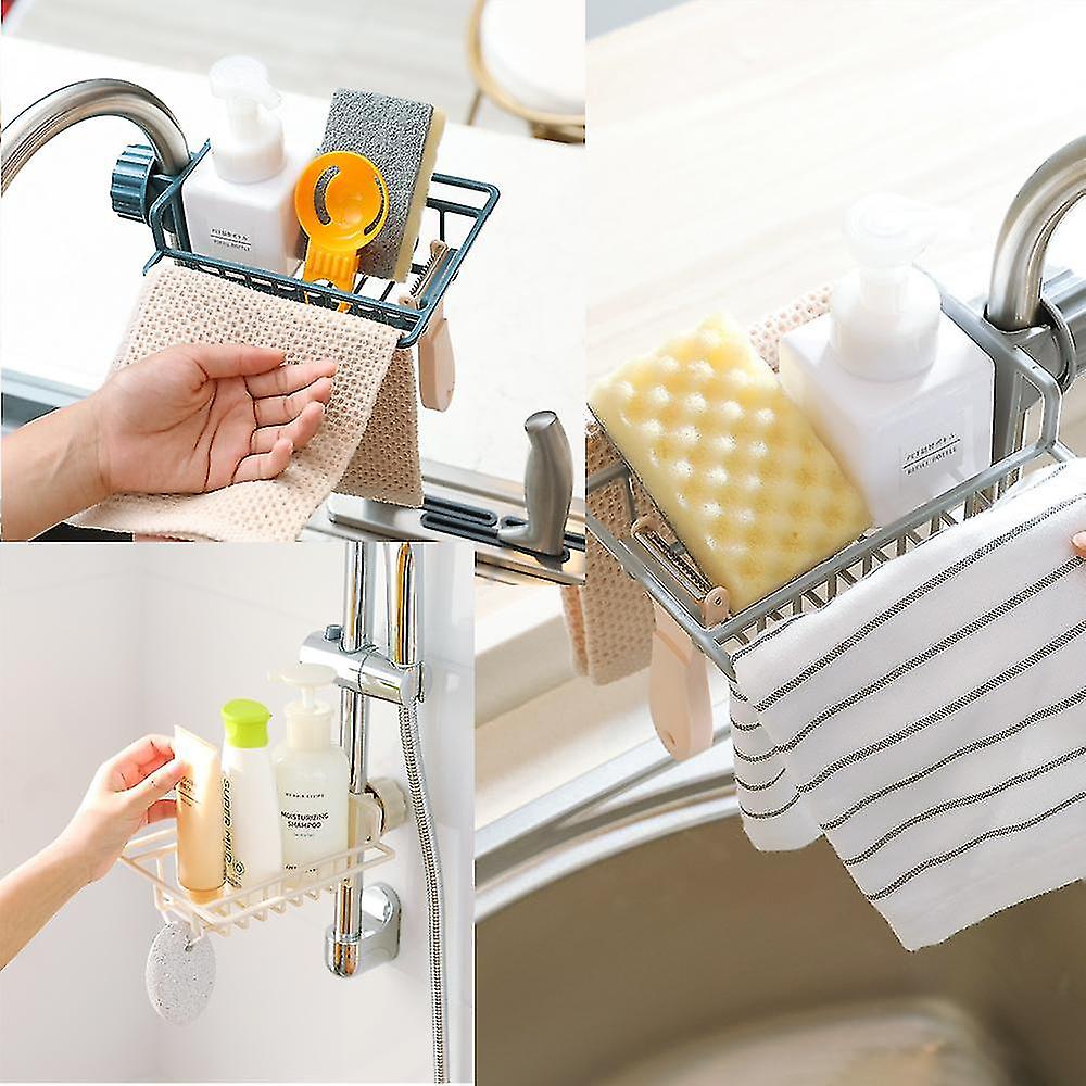 Kitchen Faucet Rack Sponge Holder Sink Caddy Organizer Hanging Caddy Drainer Rack Stainless Steel