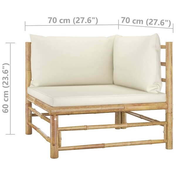 10 Piece Garden Lounge Set with Cream White Cushions Bamboo - Overstock - 35106131