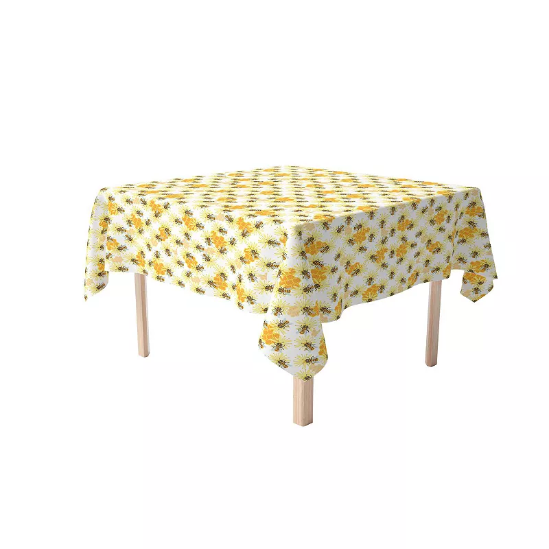 Square Tablecloth， 100% Polyester， 60x60， Honey Bee Sketch