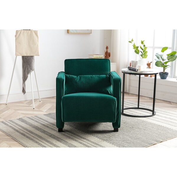 Modern Velvet Upholstered Armchair with Pillow， Armrest Single Sofa Accent Leisure Style Chair