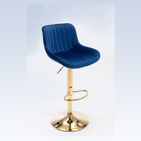 Modern Velvet Adjustable Bar Stools With Golden Base