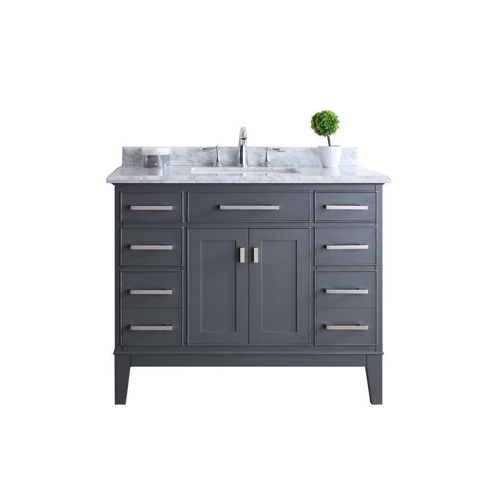 Ari Kitchen and Bath Danny 42 in. Single Vanity in Maple Gray with Marble Vanity Top in Carrara White AKB-DANNY-42-MG