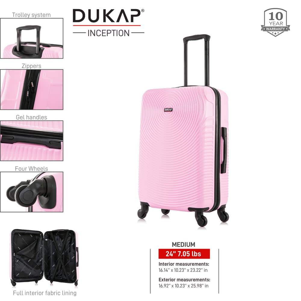 DUKAP InUSA Inception Lightweight Hardside Spinner 24 in. Pink DKINC00M-PNK