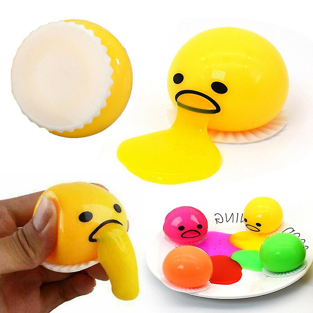 Miman Squishy Puking Egg Yolk Squeeze Ball With Yellow Goop Relieve Stress Relief Toy 2 Eggs With 8 Packs Goop