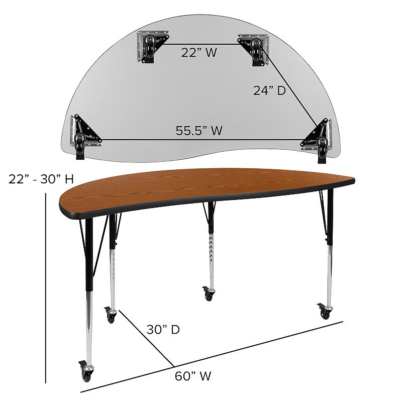 Emma and Oliver 2 Piece Mobile 60 Circle Collaborative Grey Adjustable Activity Table Set