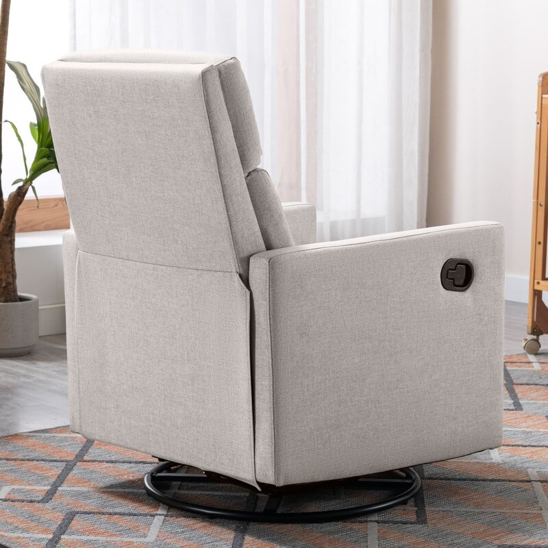 Linen Rocker Plush Seating Glider Swivel Recliner Chair