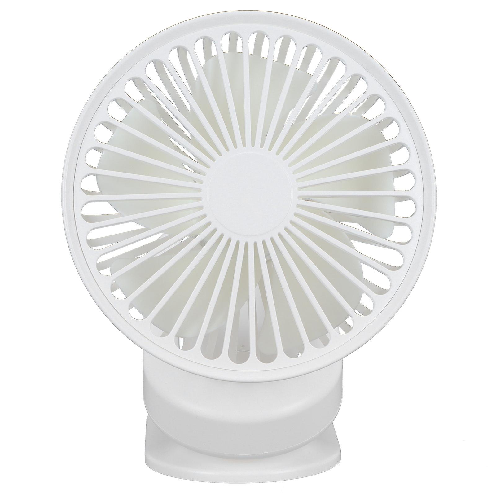 3‑Gears Portable Electric Fan Fully Automatic Shaking Head Electric Fan USB Charging for SummerWhite