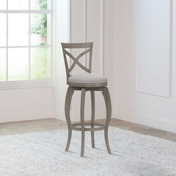 Ellendale X-Back Wood Padded Swivel Bar Height Stool