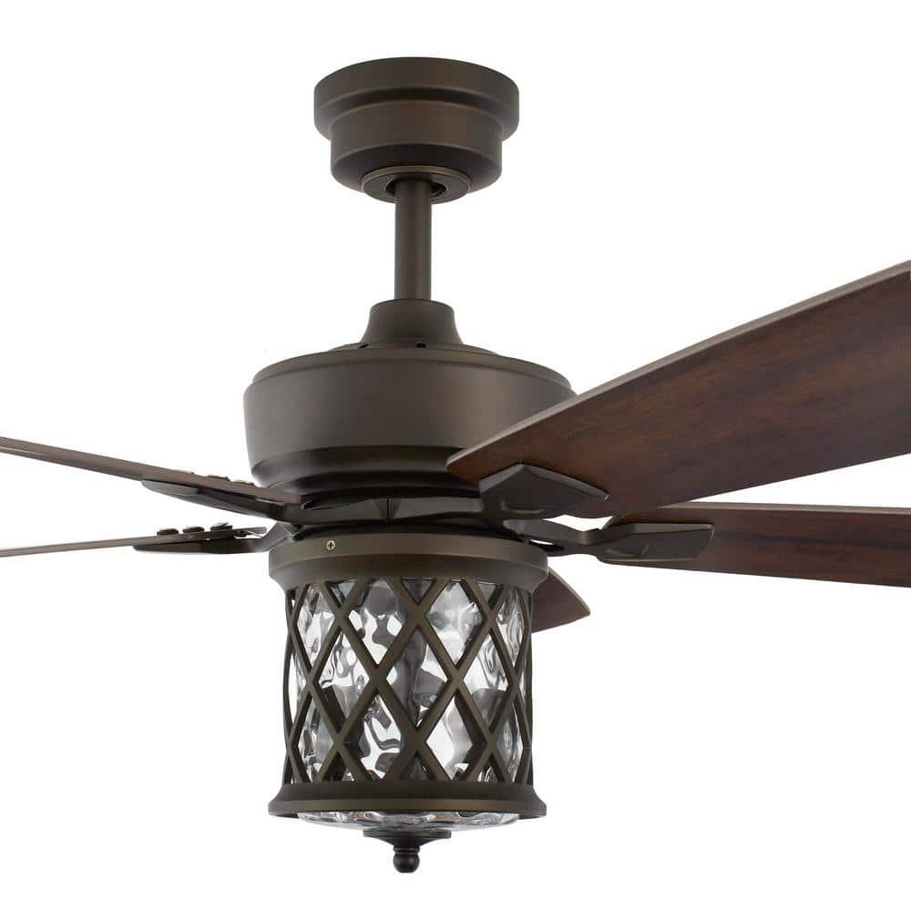 Home Decorators Collection Pine Meadows 52 in IndoorOutdoor LED Bronze Damp Rated Downrod Ceiling Fan with Dimmable Light Kit and Remote Control