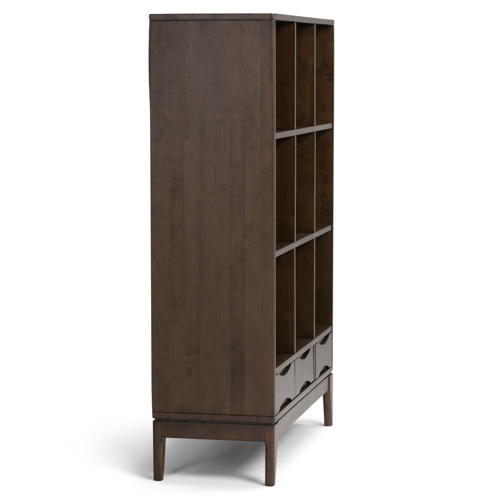 WYNDENHALL Pearson SOLID HARDWOOD 58 inch x 42 inch Mid Century Modern Cube Storage Bookcase with Drawers