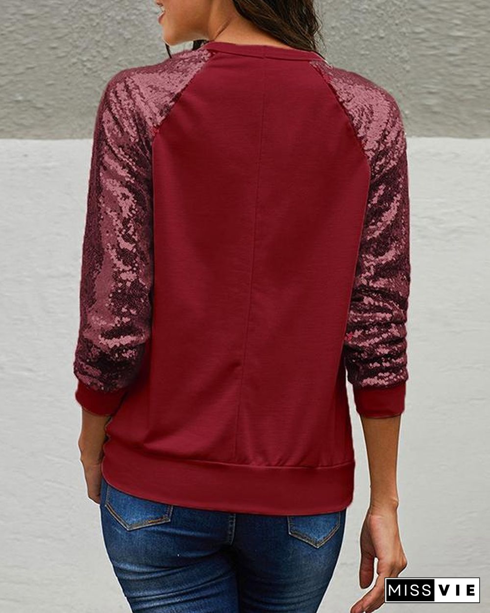 T-Shirt With Sequined Sleeves