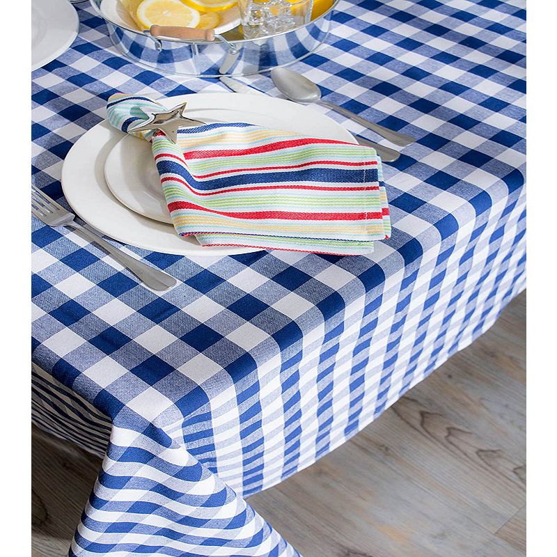 84 Navy Blue and White Traditional Checkered Table Cloth