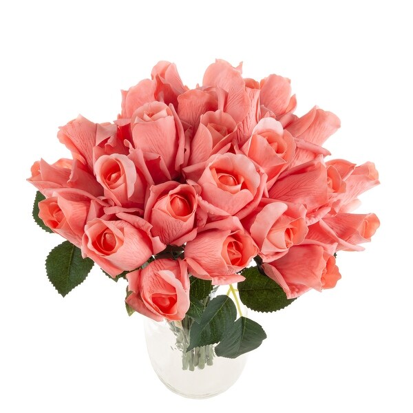 Pure Garden 24Pc Rose Artificial Flowers，Coral