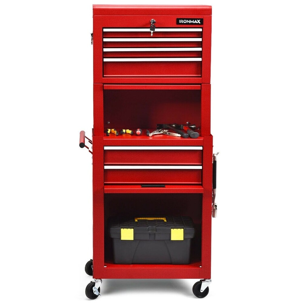 6 Drawer Tool Chest w/ Heightening Cabinet Red   23.5\