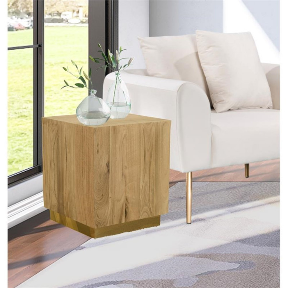 Home Square Acacia Wooden Top End Table with Durable Gold Metal Base   Set of 2   Contemporary   Side Tables And End Tables   by Homesquare  Houzz