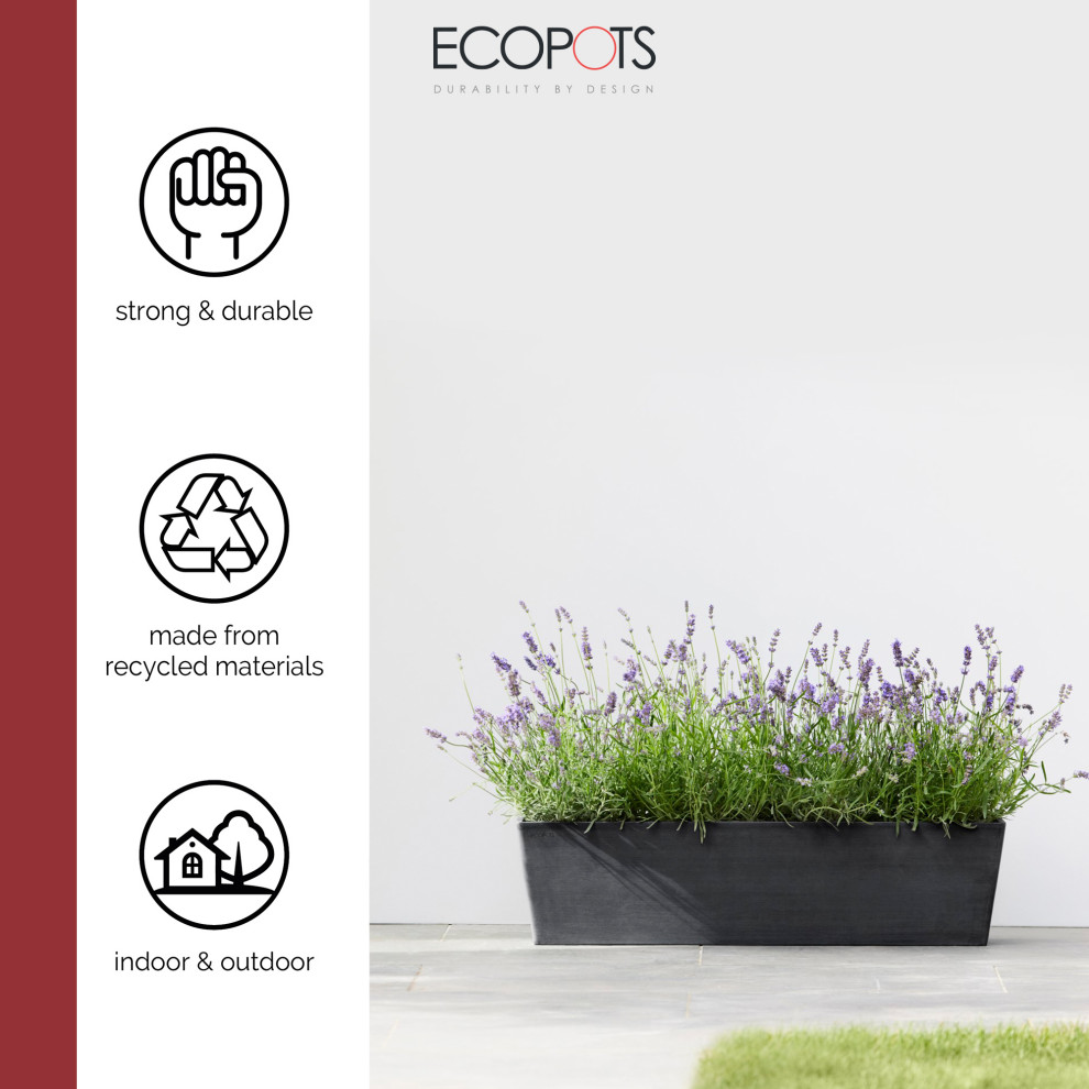 Ecopots Plastic Rectangle Wall Pot  Dark Grey  21.5 quot  Contemporary   Outdoor Pots And Planters   by Esbenshades Greenhouses  Houzz