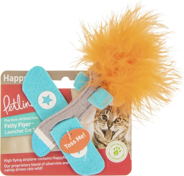 Petlinks Felty Flyer Catnip and Silvervine Launcher Cat Toy， Blue， Medium