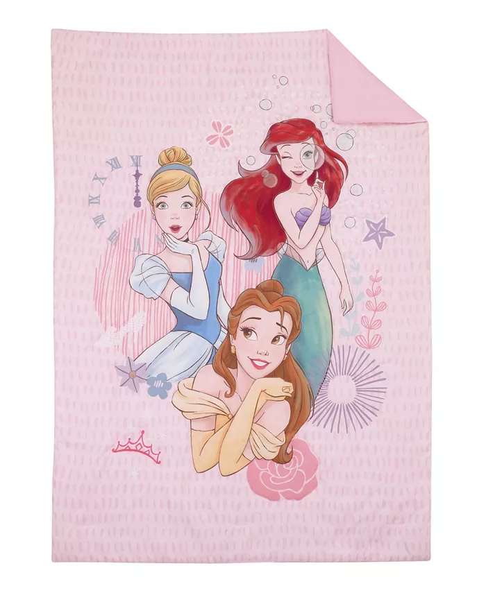 NoJo Toddler Girls Princess Belle  Ariel and Cinderella Bed Set  4-Piece