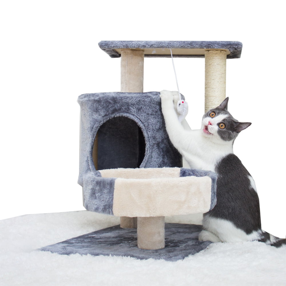 Tianlaimei 26.3inch Cat Tree Climb Tower with Condo and Perches， Gray