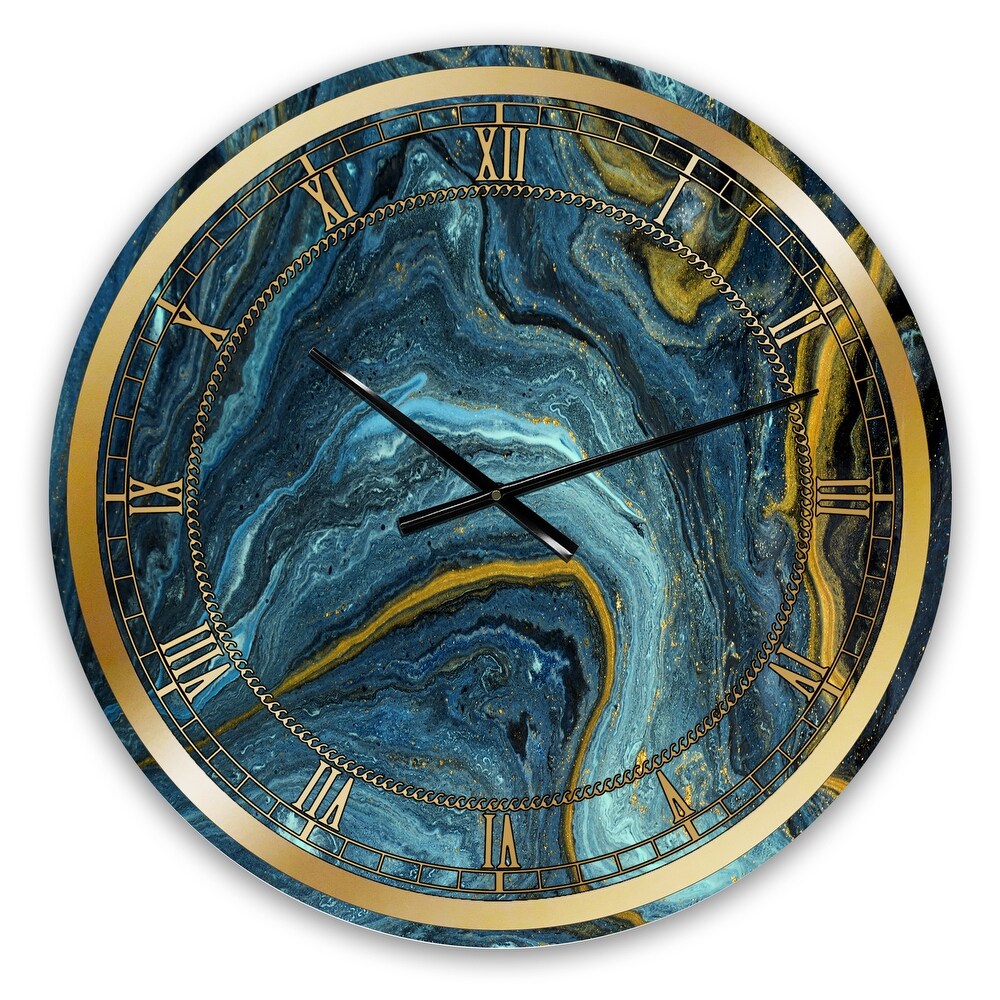 Designart 'Agathe Ripple Golden Rivers' Modern wall clock