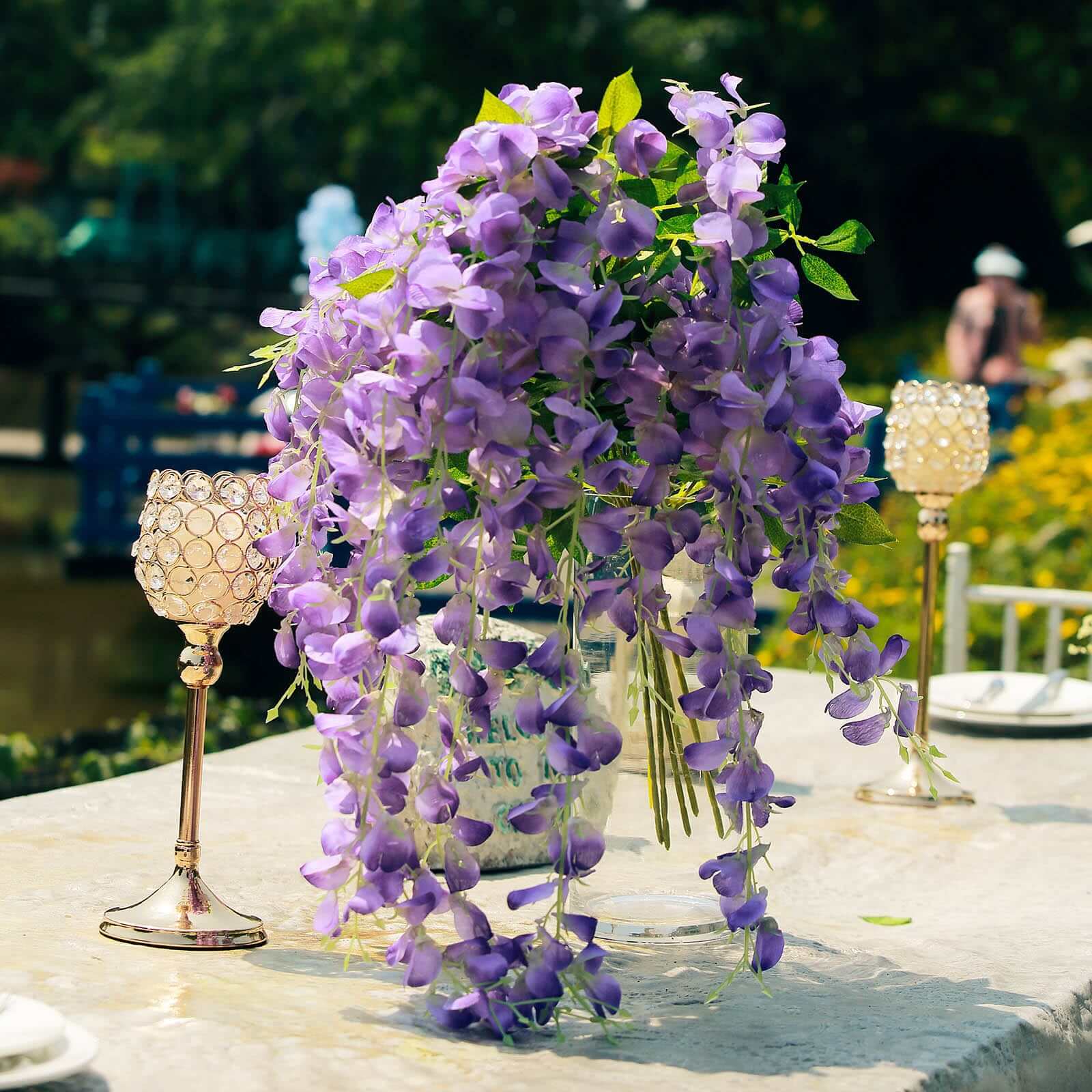 5 Pack Purple Artificial Silk Hanging Wisteria Flower Vines 44