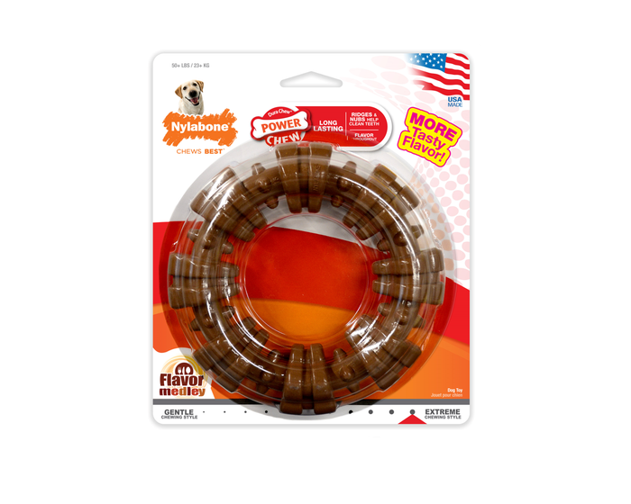 Nylabone DuraChew Textured Dog Chew Ring， Flavored Medley， X-Large/Souper， 1 Count  - NCF315P