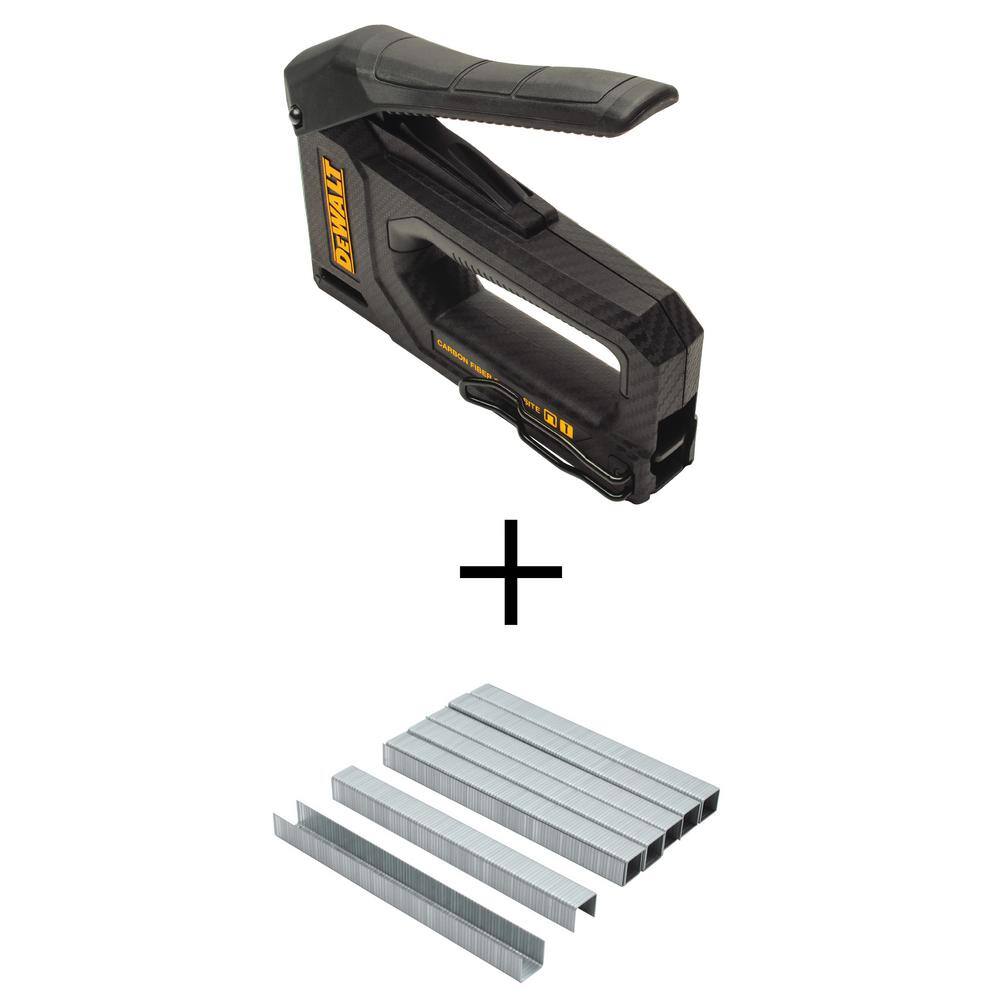 DW Carbon Fiber StaplerTacker and 38 in. Heavy-Duty Staples (5000 Pack) DWHT80276W7065