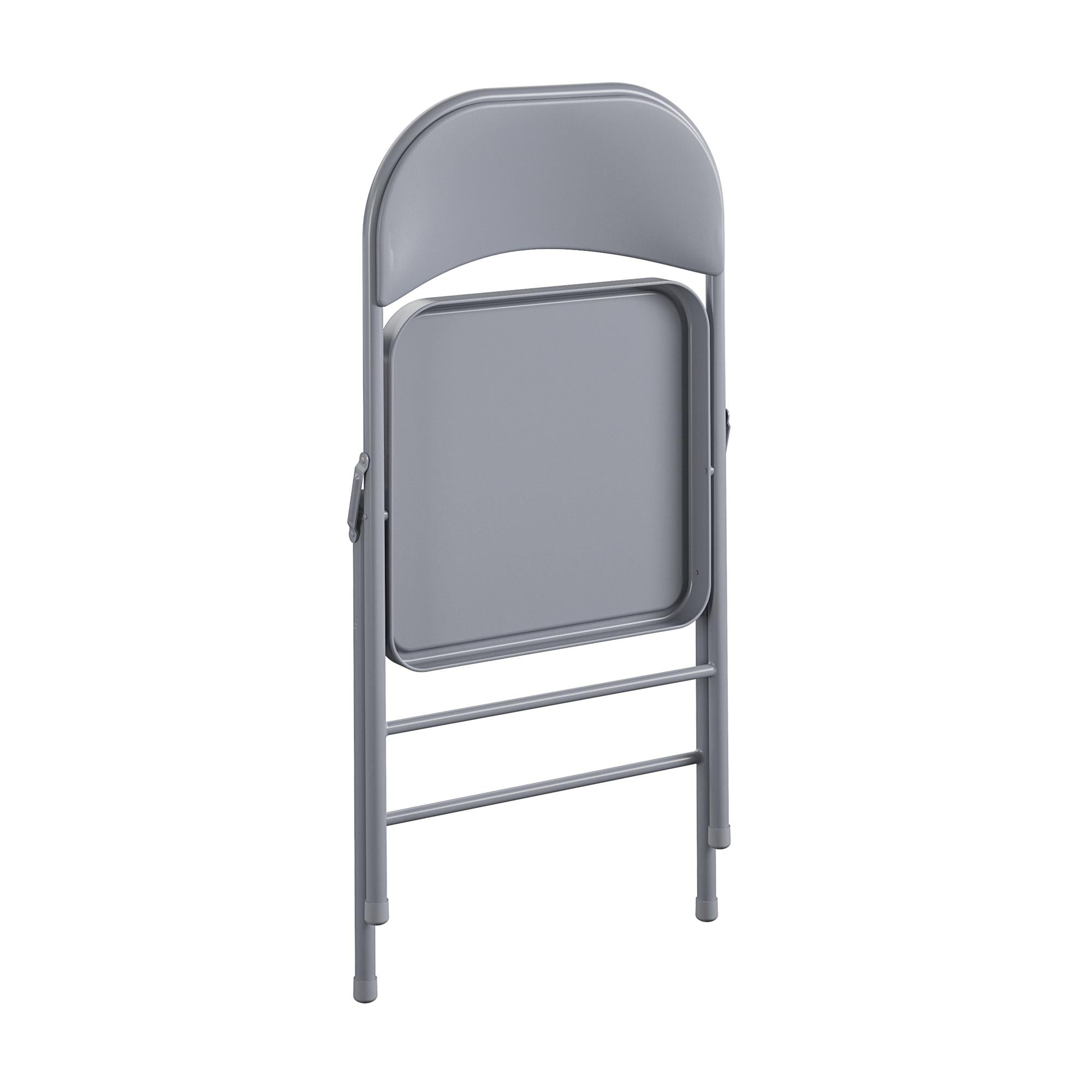 COSCO Premium Vinyl Padded Metal Folding Chair, Double Braced, Gray, 4-Pack