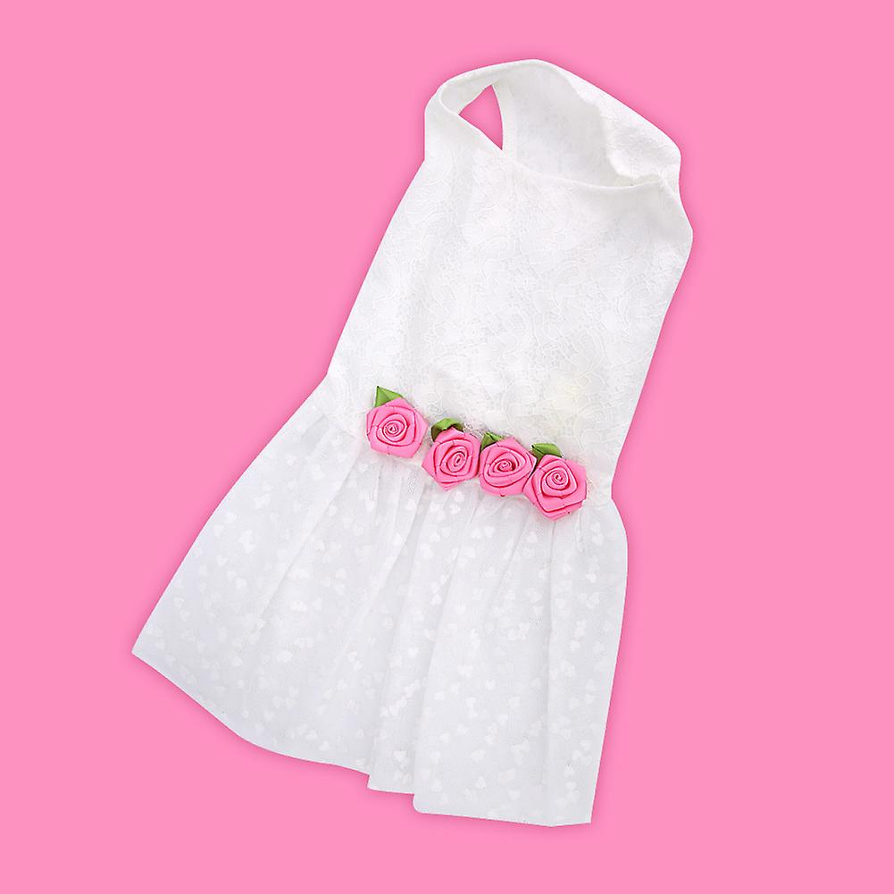 Fashionable Cute Delicate Lace Flower Party Small Pet Puppy Dog Princess Skirt Dress Clothes(M)