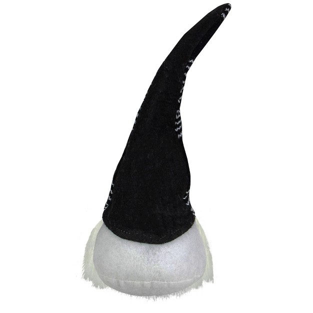 Northlight 12 inch Black And White Plush Sitting Christmas Gnome Tabletop Decoration