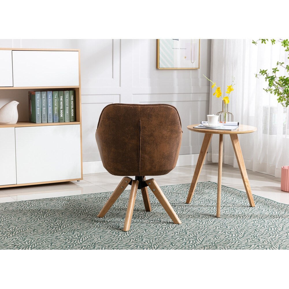 Modern Home Office Desk Chair  Solid Wood Tufted Upholstered Computer Task Chair for Small Space Home Office  Without Wheels