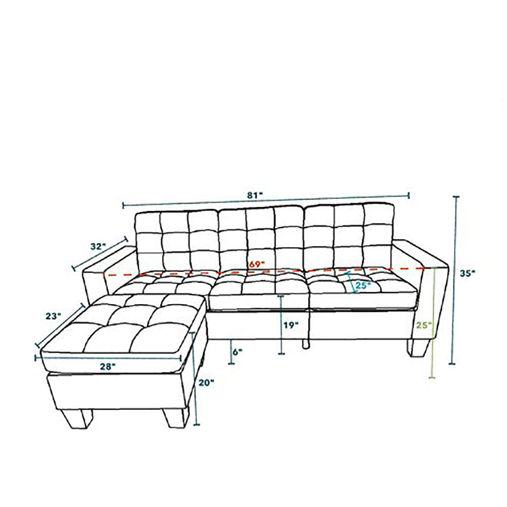 Tenozek Sectional Sofa Couch L Shaped Sectionals Sofa in Gray Linen for Living Room