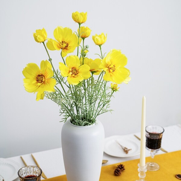 Yellow Silk Decorative Artificial Cosmos Faux Flowers