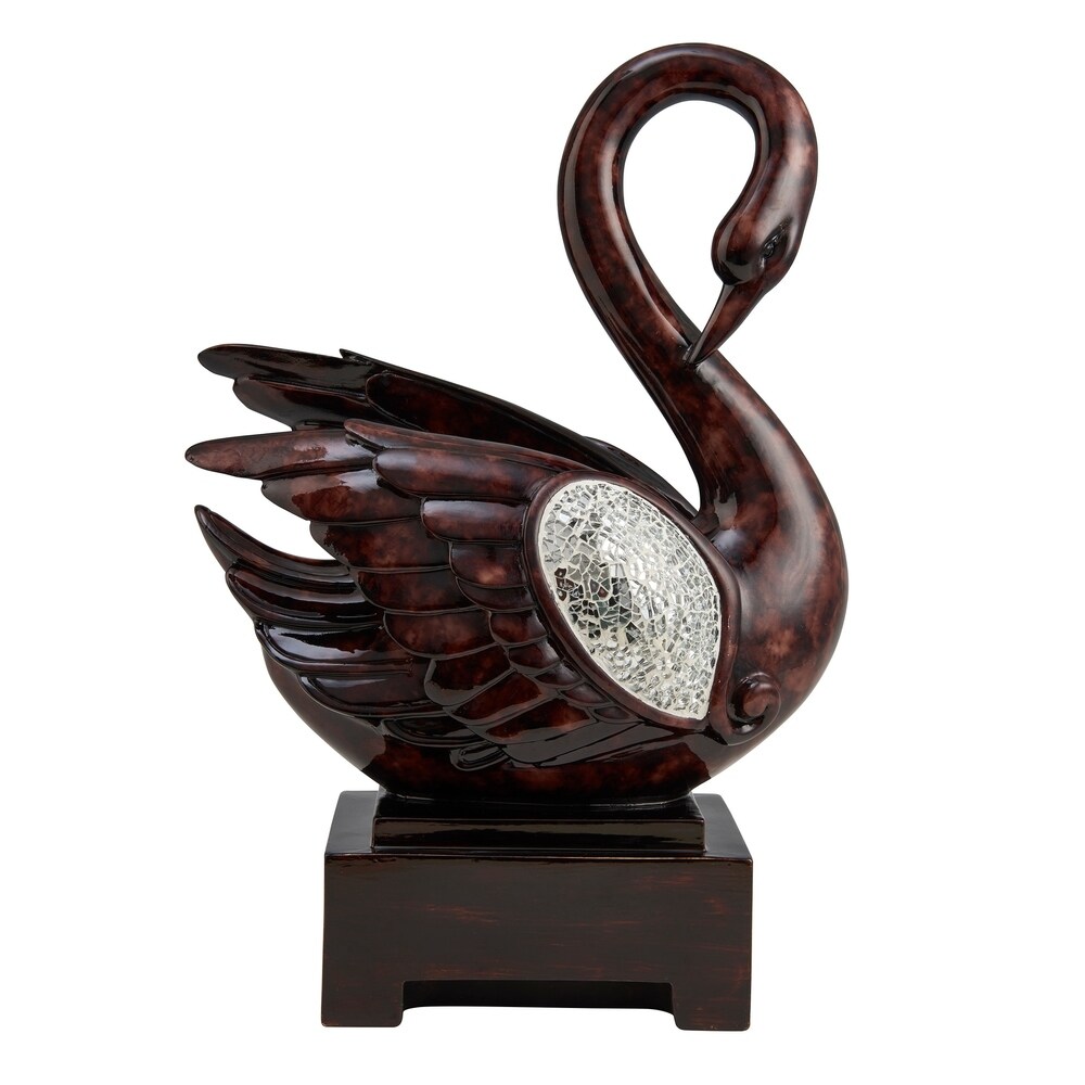 16.5 In. Folius Floral Foliage Swan Decor Statue