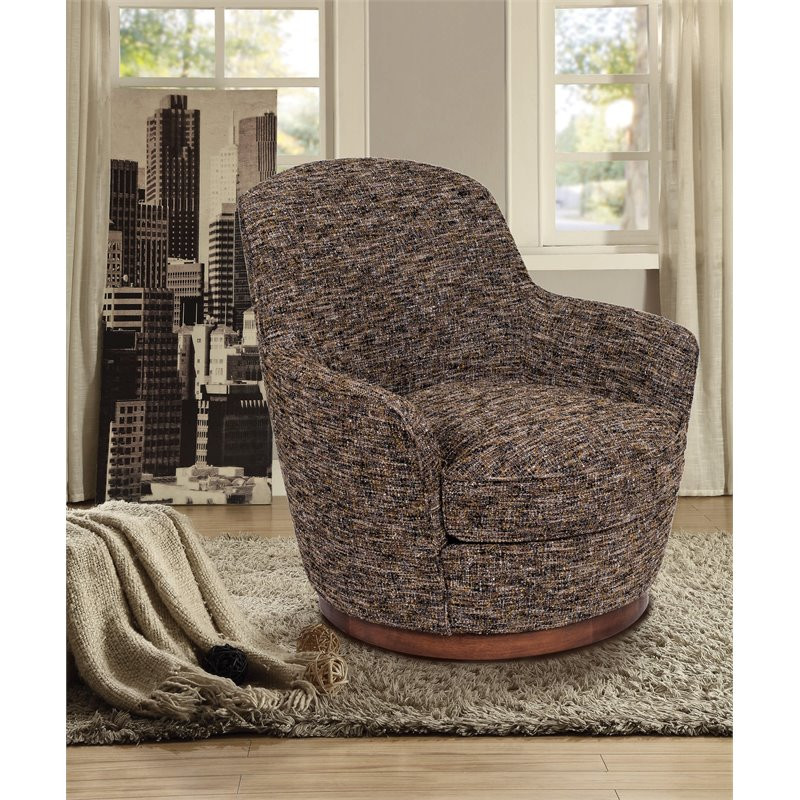 Sunset Trading Heathered Soft Tweed T Cushion Fabric Swivel Chair in Black/Brown   Transitional   Armchairs And Accent Chairs   by Homesquare  Houzz