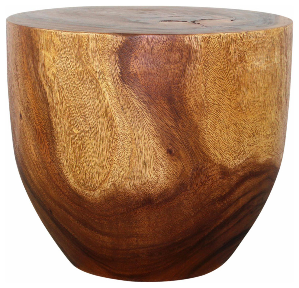 Rustic Side Table  Drum Shaped Design With Natural Grain Pattern  Walnut Oil   Rustic   Side Tables And End Tables   by Decor Love  Houzz