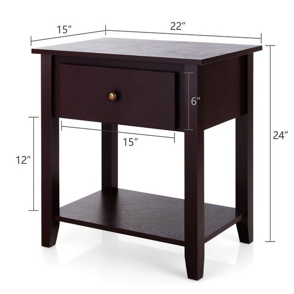 Gymax 2PCS Nightstand Sofa End Side Table W/ Storage Drawer Bottom - 15'' x 22'' x 24''