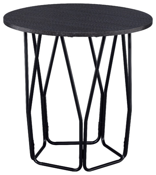 Industrial Style Wooden End Table With Metal Base Black And Brown  Saltoro   Transitional   Side Tables And End Tables   by Dot  ampBo  Houzz