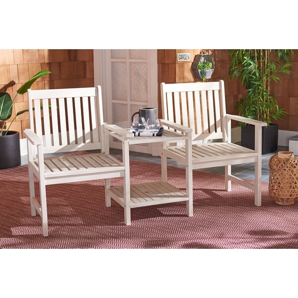 SAFAVIEH Brea Outdoor Solid Wood Twin Seat Bench