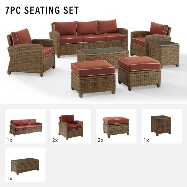 Bradenton 7Pc Outdoor Wicker Sofa Set