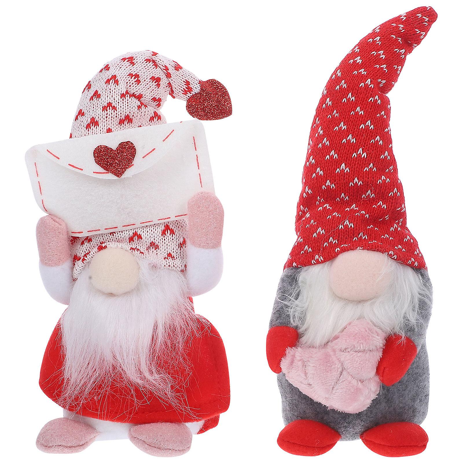 2pcs Valentine's Day Gnome Doll Lovely Tabletop Adornment Faceless Doll Ornament