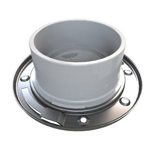 Oatey Fast Set 4 in. PVC Hub Spigot Toilet Flange with Test Cap and Stainless Steel Ring 436582