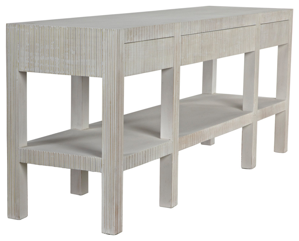 Noir Furniture Veneer Conrad Console Table With White Wash Finish GCON272WH   Farmhouse   Console Tables   by Noir  Houzz