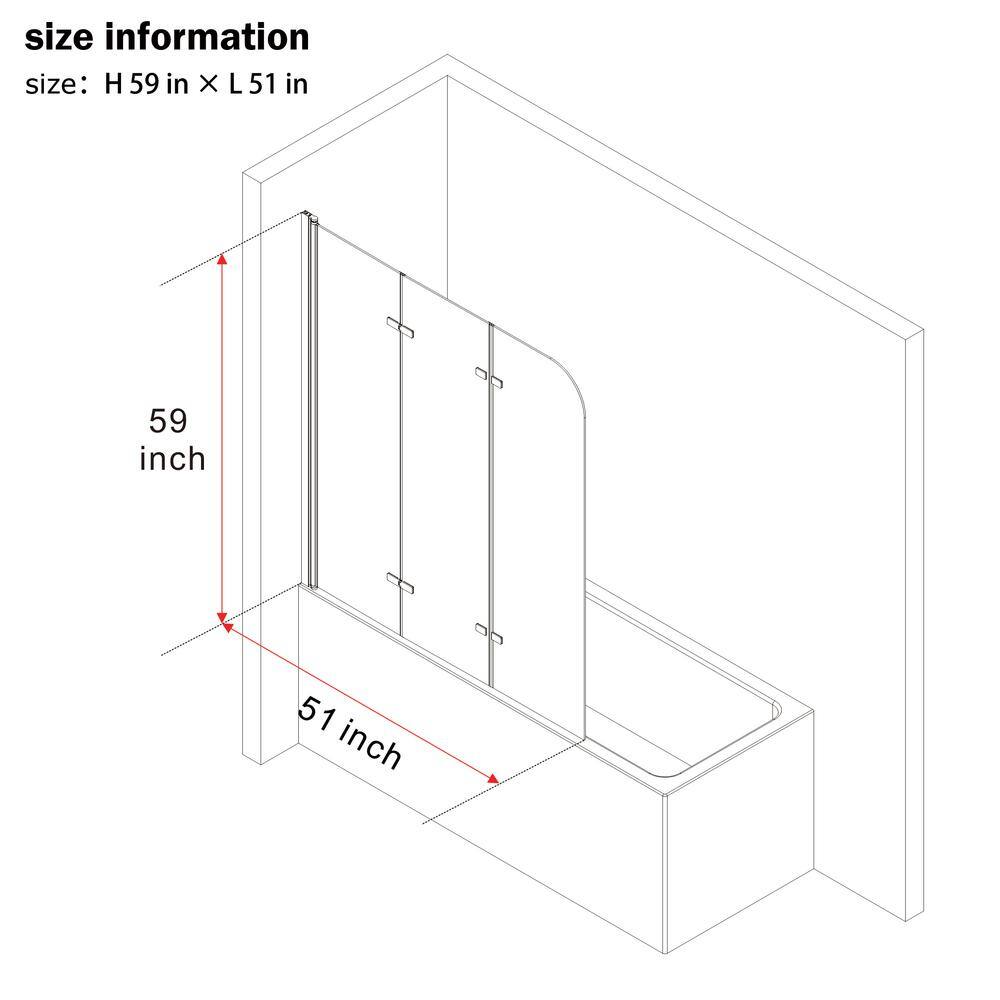 51 in. W x 59 in. H Pivot Tub Door in Polished Chrome with Clear Tempered Glass SD12-51-50