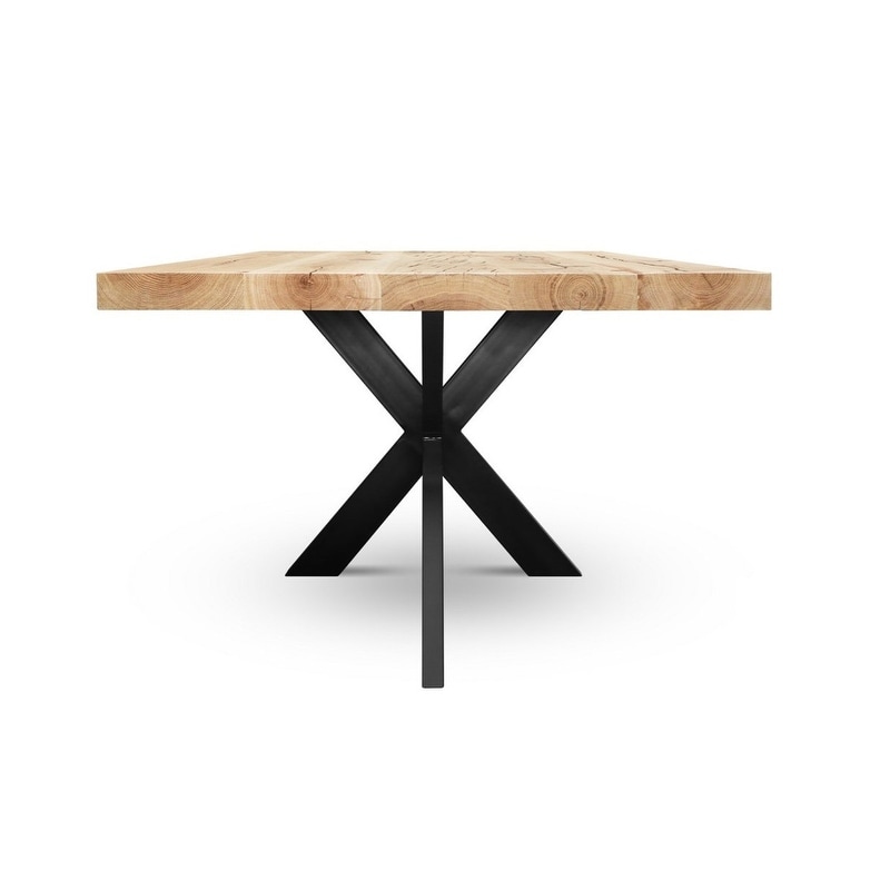 ADLER BP Solid Wood Dining Table   Natural Wood/Black